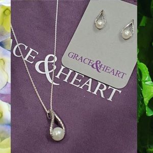 Grace and Heart Sterling Silver/Pearl Set
